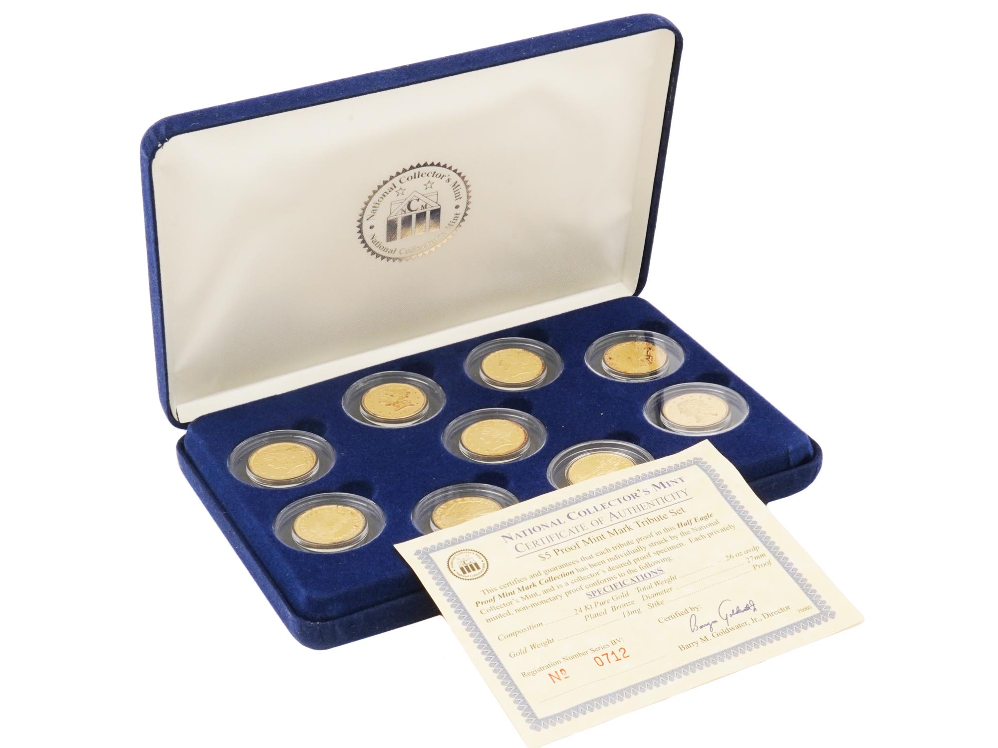 CERTIFIED HALF EAGLE PROOF MINT MARK TRIBUTE SET PIC-0